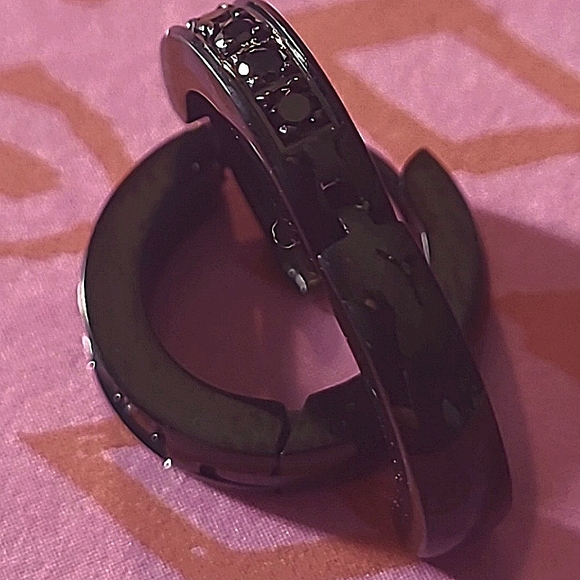 Black on Black Crystal Earrings - Picture 2 of 3